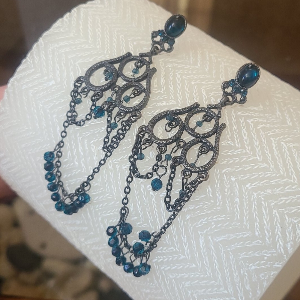 Dark teal earrings